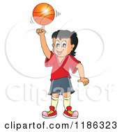 Poster, Art Print Of Happy Boy Spinning A Basketball