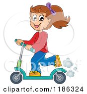 Poster, Art Print Of Happy Girl Riding A Scooter