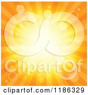 Cartoon Of A Background Of Orange Sunshine And Flares Royalty Free Vector Clipart