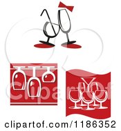 Poster, Art Print Of Cocktail Wine And Champagne Glasses In Red Black And White