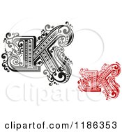 Clipart Of A Black And White And Red Vintage Letter N Royalty Free Vector Illustration by Vector Tradition SM