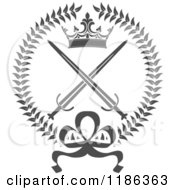 Poster, Art Print Of Gray Laurel Wreath With A Crown And Crossed Swords 2