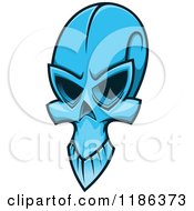 Clipart Of A Creepy Blue Skull Royalty Free Vector Illustration