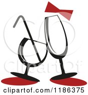 Poster, Art Print Of Red Bow Over Champagne And Cocktail Glasses