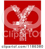 Clipart Of A Yen Currency Symbol Formed Of White Business Icons On Red Royalty Free Vector Illustration