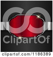 Poster, Art Print Of 3d Red Frame With Sparkling Lights Over Perforated Metal