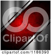Clipart Of 3d Grungy Red Borderd With Diagonal Metal Royalty Free CGI Illustration