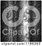 Clipart Of A 3d Swirl Embossed Metal Background Royalty Free CGI Illustration by KJ Pargeter