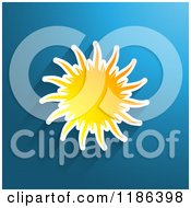Clipart Of A Raised Sun With Shadows Over Textured Blue Royalty Free Vector Illustration
