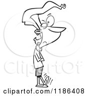 Cartoon Of A Black And White Impatient Woman With Folded Arms Tapping Her Foot Royalty Free Vector Clipart