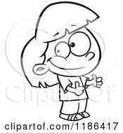 Cartoon Of A Black And White Pleased Blond Girl Holding Two Thumbs Up Royalty Free Vector Clipart