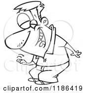 Cartoon Of A Black And White Man Laughing And Slapping His Knee Royalty Free Vector Clipart by toonaday