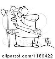 Cartoon Of A Black And White Proud Man Standing With A Hoe Over Planted Carrots Royalty Free Vector Clipart