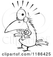 Cartoon Of A Black And White Scared Crow Biting His Nails Royalty Free Vector Clipart by toonaday