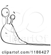 Cartoon Of A Black And White Confused Slug With Slime Royalty Free Vector Clipart