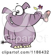 Poster, Art Print Of Giddy Purple Elephant Holding A Flower In His Trunk