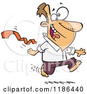 Cartoon Of An Excited Man Ripping His Tie Off And Running Bare Foot Royalty Free Vector Clipart