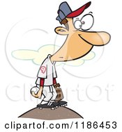 Cartoon Of A Baseball Player On The Pitchers Mound Royalty Free Vector Clipart by toonaday