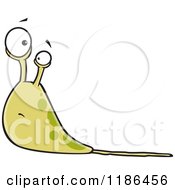 Cartoon Of A Confused Green Slug With Slime Royalty Free Vector Clipart by toonaday
