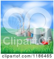 Power Plant With Smoke Stacks And Nuclear Structures