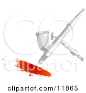 Airbrush Spraying Red Paint Clipart Picture