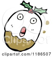 Cartoon Of A Christmas Pudding Screaming Royalty Free Vector Illustration