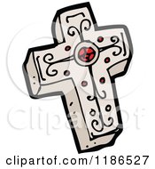 Cartoon Of A Silver Jeweled Cross Royalty Free Vector Illustration by lineartestpilot