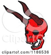 Cartoon Of Red Skull With Horns Royalty Free Vector Illustration