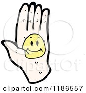 Cartoon Of A Hand With A Smiley Face Royalty Free Vector Illustration