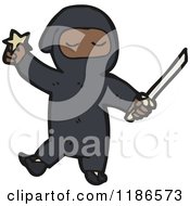 Cartoon Of A Child In A Ninja Costume Royalty Free Vector Illustration by lineartestpilot