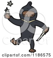 Cartoon Of A Child In A Ninja Cstume Royalty Free Vector Illustration by lineartestpilot