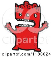Cartoon Of A Red Monster Royalty Free Vector Illustration