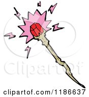 Cartoon Of A Magic Staff With A Red Jewell Royalty Free Vector Illustration by lineartestpilot