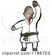 Cartoon Of A Black Man Doing Martial Arts Royalty Free Vector Illustration by lineartestpilot