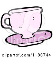 Cartoon Of A Pink Teacup Royalty Free Vector Illustration by lineartestpilot