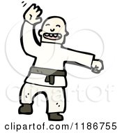 Cartoon Of A Bald Man Doing Martial Arts Royalty Free Vector Illustration