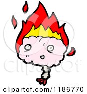 Cartoon Of A Flaming Brain Royalty Free Vector Illustration