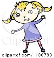 Cartoon Of A Blonde Girls In Pigtails Royalty Free Vector Illustration