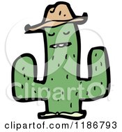 Cartoon Of A Saguaro Cactus Wearing A Hat Royalty Free Vector Illustration