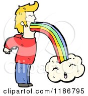 Cartoon Of A Man Vomiting A Rainbow Royalty Free Vector Illustration by lineartestpilot