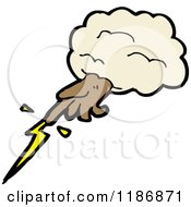 Cartoon Of A Hand And A Lightning Bolt In The Clouds Royalty Free Vector Illustration by lineartestpilot