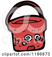 Cartoon Of A Muddy Red Bucket Royalty Free Vector Illustration