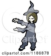 Cartoon Of A Child Dressed In A Witch Costume Royalty Free Vector Illustration by lineartestpilot