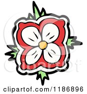 Cartoon Of A Red And White Flower Royalty Free Vector Illustration