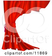 Red Velvet Theater Curtain Tied Back Clipart Illustration by AtStockIllustration #COLLC11869-0021