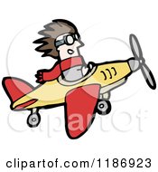 Cartoon Of A Man Flying An Airplane Royalty Free Vector Illustration