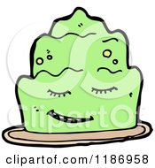 Cartoon Of A Cake With A Face Royalty Free Vector Illustration by lineartestpilot