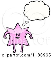 Cartoon Of A Pink Star Thinking Royalty Free Vector Illustration