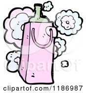 Cartoon Of A Pink Bag With A Bottle Royalty Free Vector Illustration