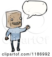 Cartoon Of A Man Wearing A Paper Sack Over His Head Speaking Royalty Free Vector Illustration